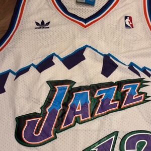 Adidas White and Purple Jazz Jersey